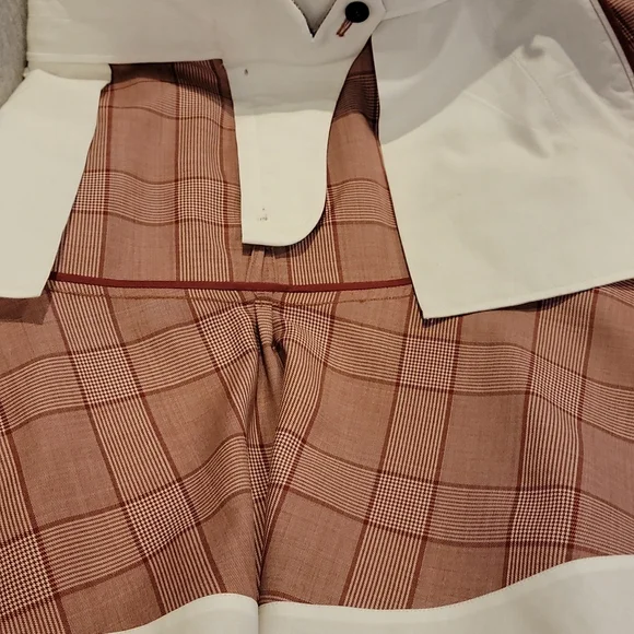 CALVIN KLEIN 205W39NYC Fluted Prince of Wales Red Plaid Mini Skirt It 44 - Picture 15 of 16